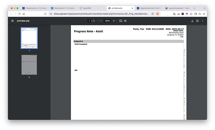 OpenEMR Printout