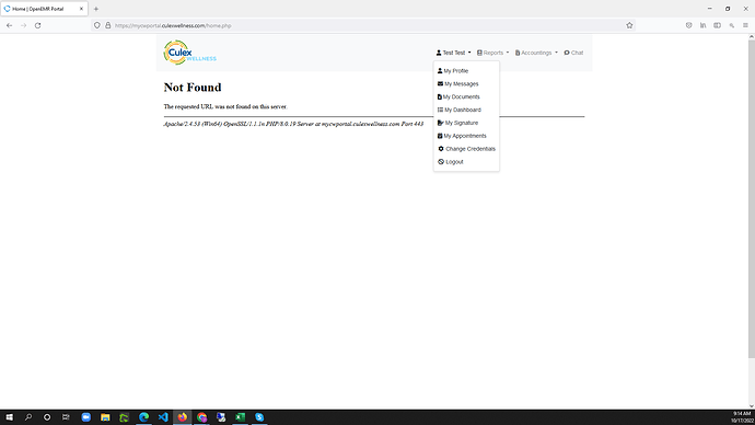 portal not accessible  screenshot
